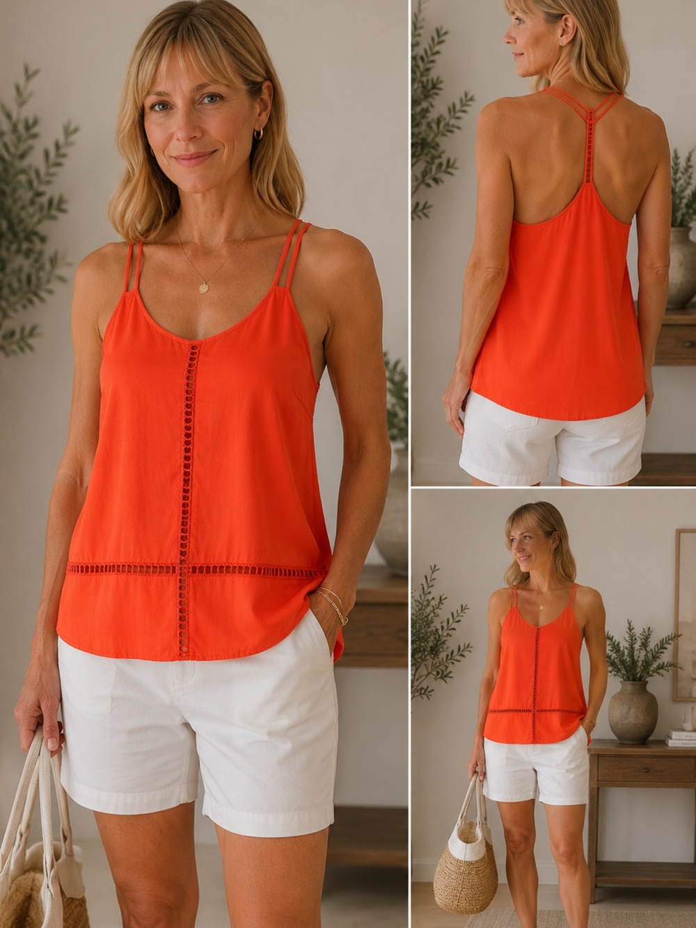 Parker Orange Silk Tank Top Size S Sleeveless Strappy Blouse